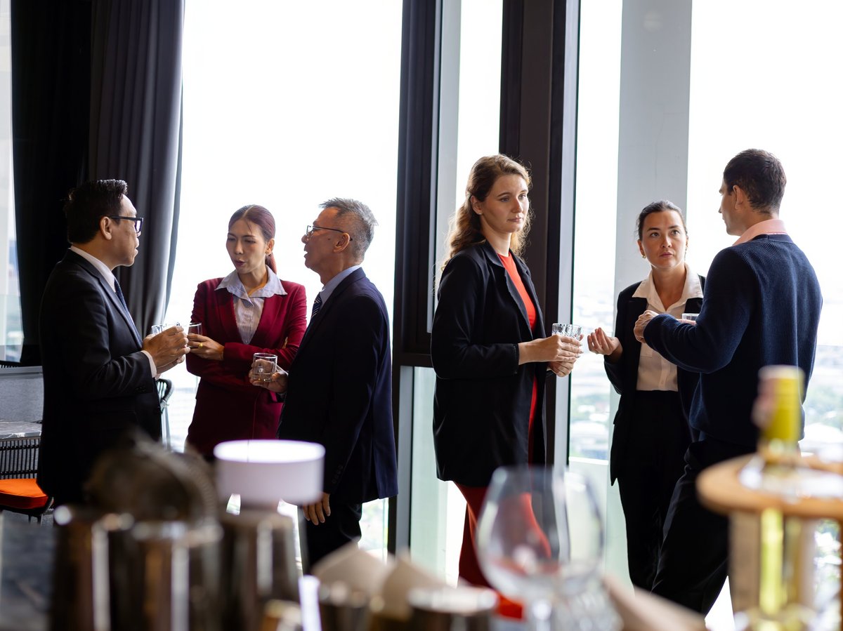 Business professionals networking in New York