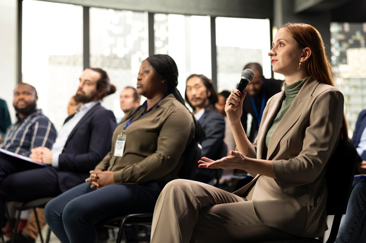 Engaged audience at an educational summit